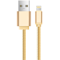 ESCASE 苹果6/5s数据线 金属表皮 手机充电器电源线 1米 土豪金 支持iPhone5/6s/7 Plus土豪金