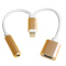ESCASE 苹果数据线 耳机转接/音频转接线二合一转换器 充电听歌二合一 线长0.3M USB接口 土豪金
