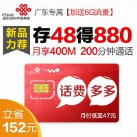 东莞联通4G特惠卡76元套餐(80元立即到账,内含880元话费)