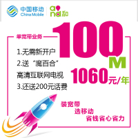 [上海移动纯宽带]100M自建光纤 1060元(包1年)