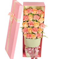 [母亲之情]康乃馨玫瑰礼盒 鲜花配送 帮客服务