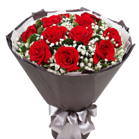 [小依恋]11枝红玫瑰花束 鲜花配送 帮客服务