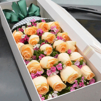 [纯真挚爱]20枝香槟玫瑰礼盒 鲜花配送 帮客服务