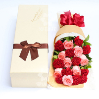 [情思]康乃馨玫瑰礼盒 鲜花配送 帮客服务