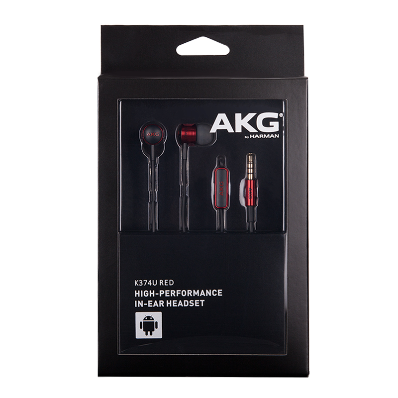AKG K374U 入耳式耳机 线控手机耳机 HIFI音乐耳机 带麦克风话筒 红色