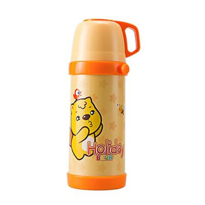 贝瓦儿童不锈钢保温杯400ml 直饮 可爱橙