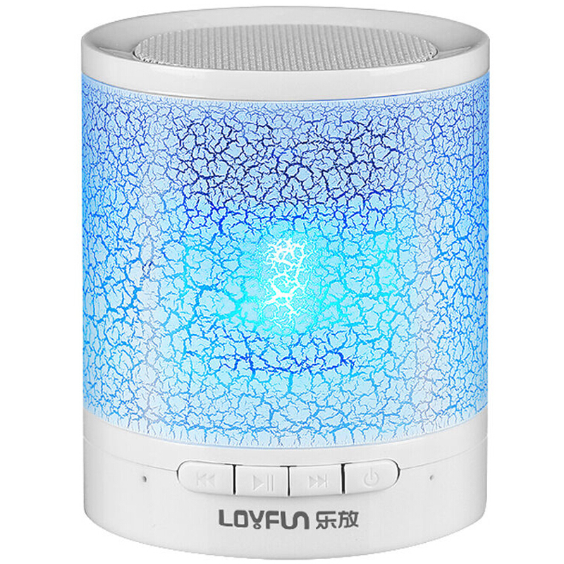 LOYFUN/乐放 A3蓝牙音箱台式电脑音箱手机低音炮插卡发光七彩灯迷你无线小音响白色 【自营】