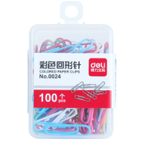 得力0024 彩色回形针创意可爱曲别针 财务文件分类收纳 100枚/盒（徐州直供）