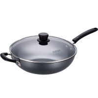 苏泊尔(SUPOR)炒锅真不锈锅无涂层炒菜锅铁锅炒锅精铁炒锅炒菜燃气灶无副把手 带锅盖 32cm FC32T12