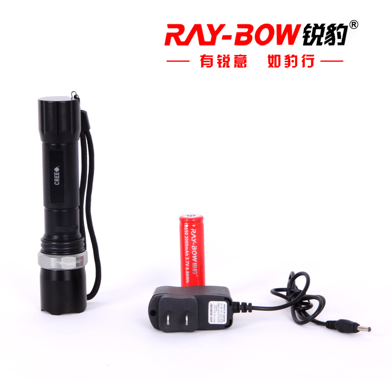 锐豹户外 LED充电强光远射小手电筒 调焦变焦旋转RB-001手电