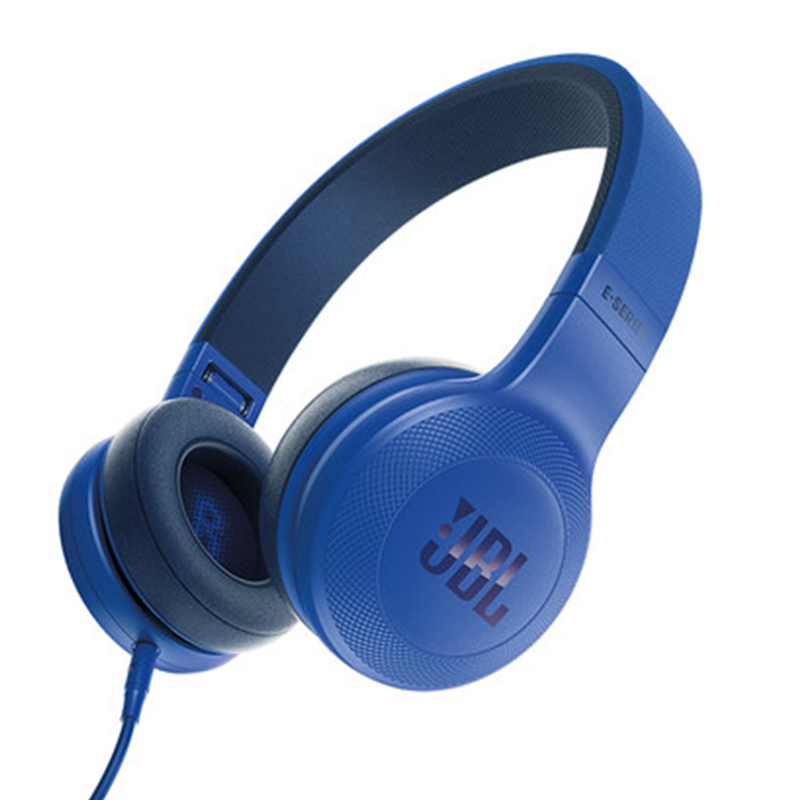 JBL E35 头戴式音乐耳机 通用麦克风 便携HIFI重低音耳机 有线耳机带麦 蓝色