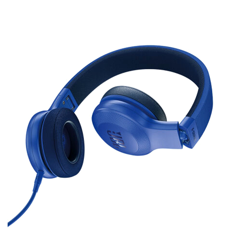 JBL E35 头戴式音乐耳机 通用麦克风 便携HIFI重低音耳机 有线耳机带麦 蓝色