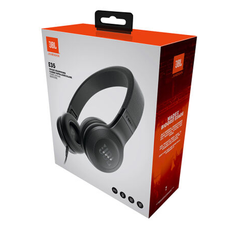 JBL E35 头戴式音乐耳机 通用麦克风 便携HIFI重低音耳机 有线耳机带麦 蓝色