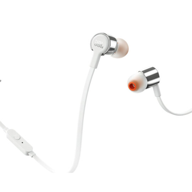 JBL T210 入耳式耳机 手机耳机 音乐耳机 游戏耳机 带麦线控可通话 银色