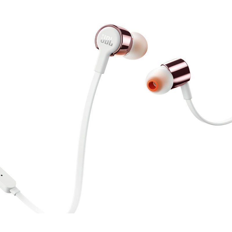 JBL T210 入耳通话耳机 手机耳塞通用带麦耳塞 玫瑰金色