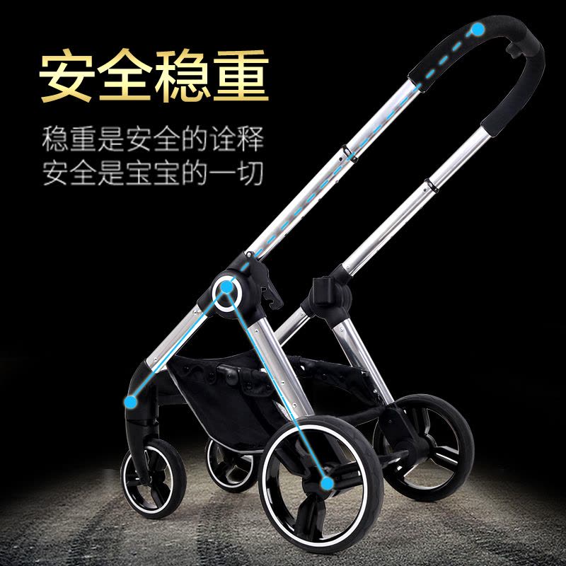 Pouch婴儿推车高景观宝宝推车婴儿车推车可坐可躺可折叠儿童推车 E86图片