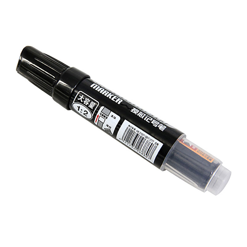 得力6880 大容量 换芯记号笔 黑色粗油性笔1.5mm 物流笔 大头笔 20支高清大图
