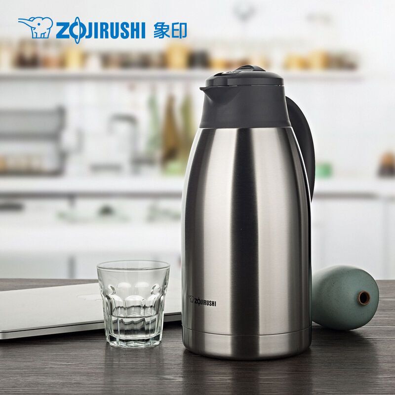 象印(ZO JIRUSHI) 保温壶SH-FE19办公车载真空热水瓶不锈钢水具咖啡壶/暖水瓶 不锈钢色 1.9L
