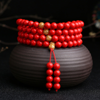 左传 念珠朱砂金箔手串 6mm 108颗