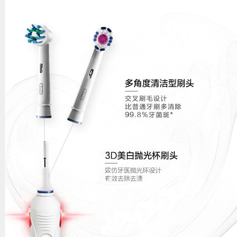 博朗欧乐B(Oral-B) 电动牙刷 D20 P2000 象牙白 3D智能技术 两模式两刷头图片