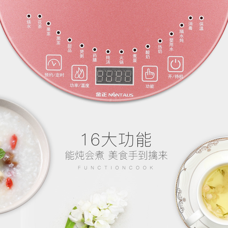 金正（NiNTAUS）养生壶 1.8L 微智能养生 16大功能 加厚玻璃养生壶 煎药壶 电热水煮茶18Y06(玫瑰金)