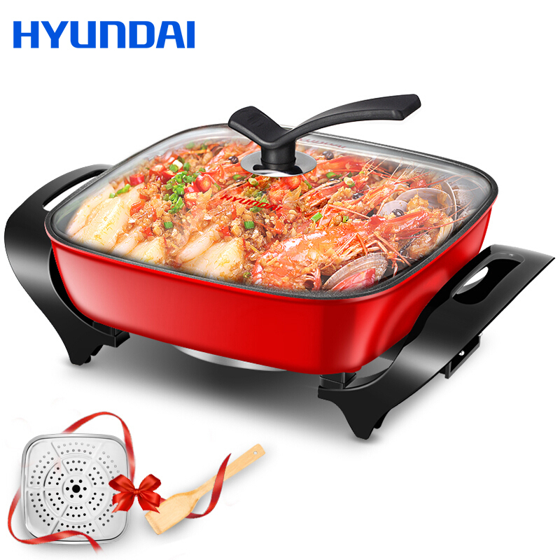 现代(HYUNDAI)QC-FG1622 家用 电火锅 多功能电炒锅 5L电煮锅电热锅 蒸锅 一锅多用