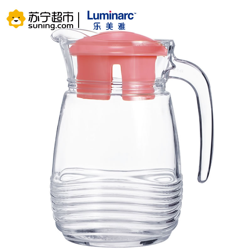 乐美雅(Luminarc)1L壶家用钢化玻璃杯耐热钢化玻璃水具五件套海岸线糖果粉L5549杯子凉水壶不保温