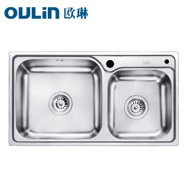[苏宁自营]欧琳Oulin不锈钢水槽+龙头套餐厨房水槽大双槽水槽龙头套装 厨房洗菜盆洗碗池OLWG7212A+C7502