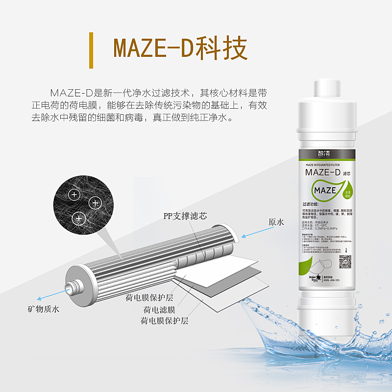 海尔净水器套餐 净水器M6(AR)+PP棉+颗粒活性炭