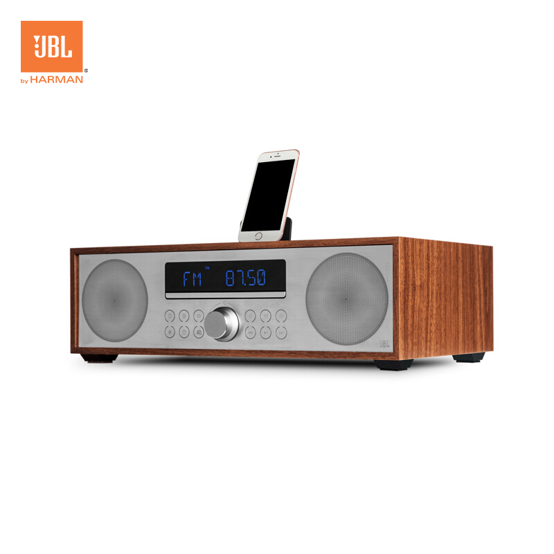 JBL MS402WALCN音响 音箱 迷你音响 CD机 蓝牙音箱 收音机 台式音箱 桌面音箱 闹钟 USB 流光棕