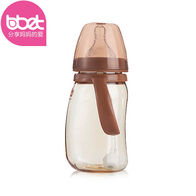 巴比象PPSU有柄自动企鹅巧克力奶瓶BX-2012高清大图