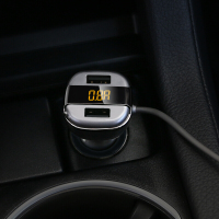 先科(SAST) 车载充电器 车充点烟器 AY-T52S 3.4A双USB一拖二 电压检测LED数显 带伸缩数据线 灰色