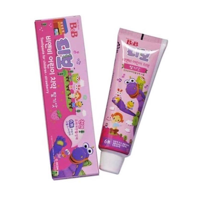韩国原装进口本土保宁BB儿童牙膏水果味无氟可吞咽牙膏两只装(草莓味*1+橙子味*1)图片