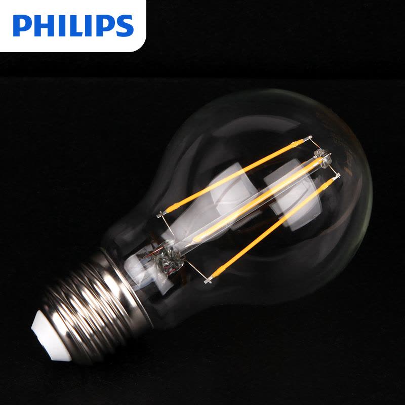 飞利浦(PHILIPS)LED复古灯泡 E27长球泡4W艺术装饰灯泡创意透明灯丝球泡6W PhilipsLED光源暖光图片