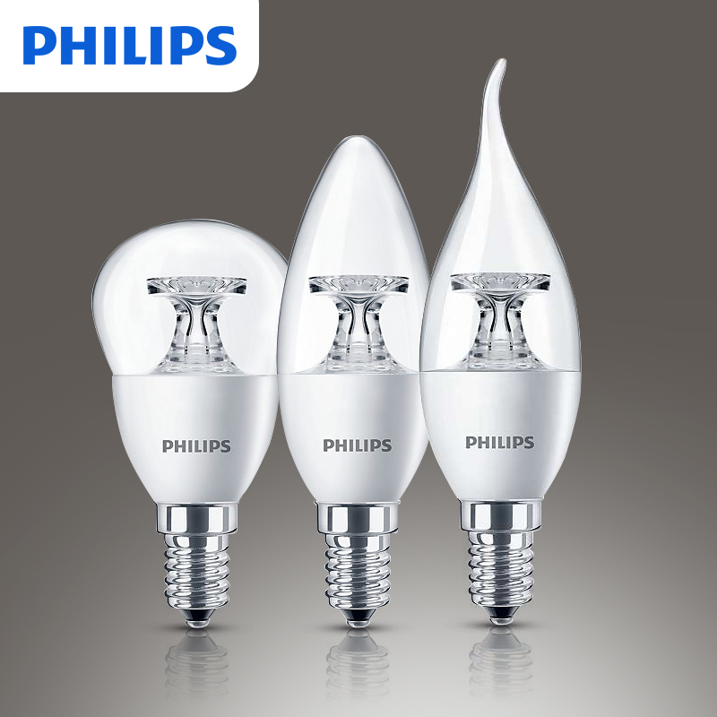 飞利浦(PHILIPS)led灯泡e14螺口家用照明灯泡蜡烛椒泡尖泡吊灯高亮节能光源