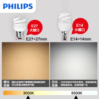 飞利浦(PHILIPS)螺旋节能灯泡E27 E14螺口8W/12W/15W/20W/23W 三只装Philips光源