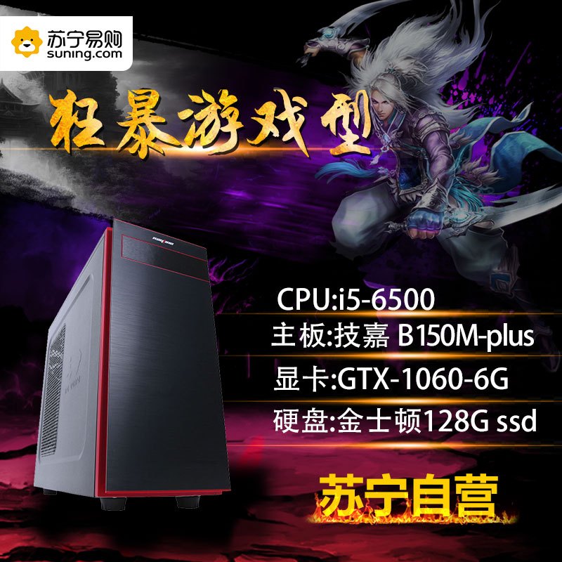 雷霆世纪 Seker 305 i5-6500/技嘉GTX1060-6G显卡/M.2 128G固态游戏组装主机DIY电脑