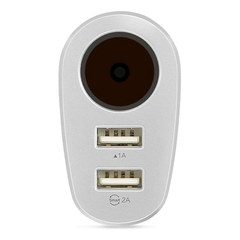 品胜(PISEN)多功能双USB车充 苹果白 手机/平板/移动电源充电器/双USB插口 自带转换口图片