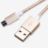 品胜PISEN Micro USB双面安卓数据线 USB接口充电尼龙线 1.5M 香槟金