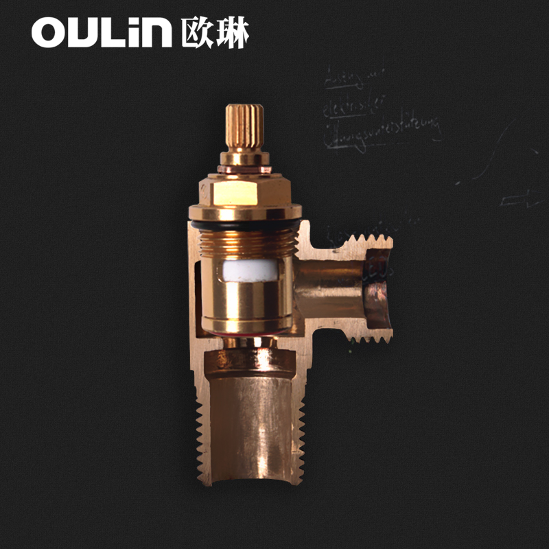 欧琳（OULIN） 冷热水三角阀 全铜角阀 抛光镀铬高清大图
