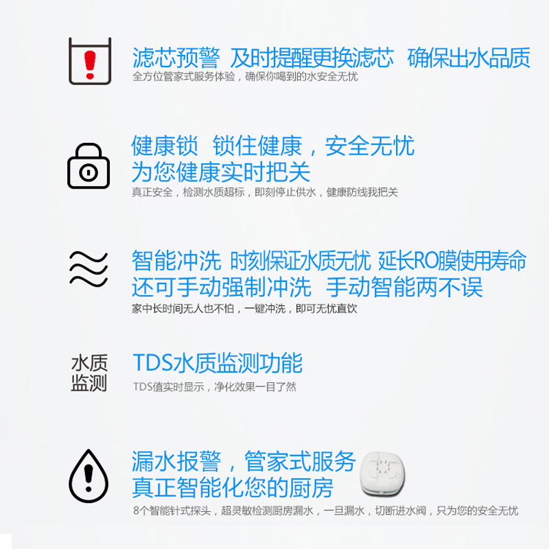 Haier/海尔净水机HRO400-5C RO反渗透膜 无桶大水量 厨下式安装 支持滤芯报警