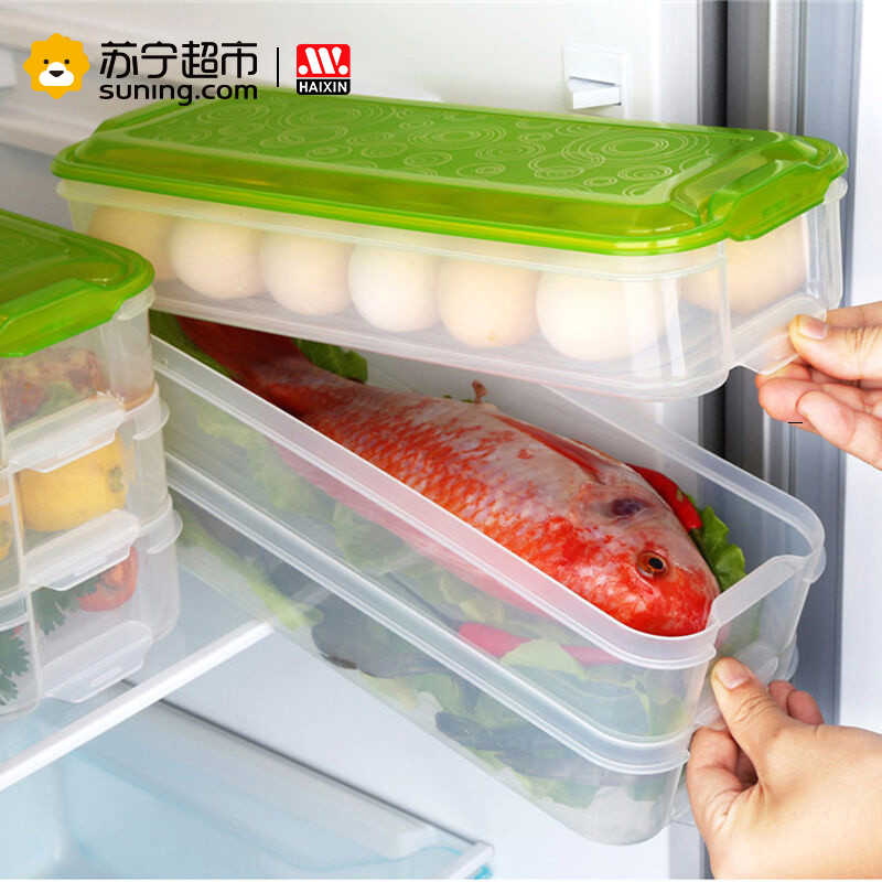 海兴(HAIXIN)厨房长形保鲜盒1个 绿色
