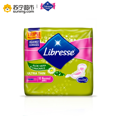 Libresse轻曲线防漏塑形超薄棉柔卫生巾-日用一般流量型（芦荟+洋甘菊） 10片