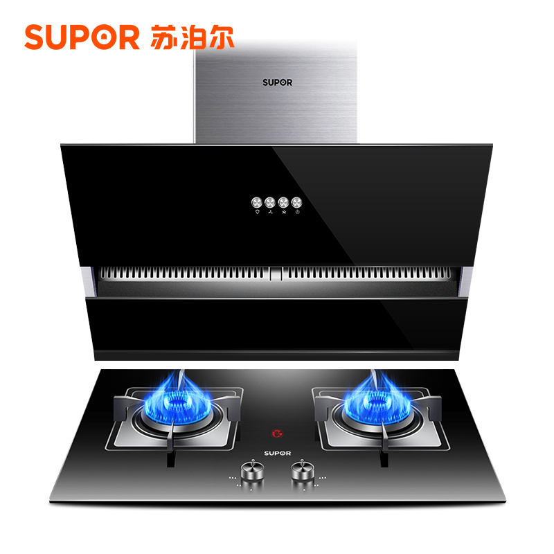 SUPOR/苏泊尔J516+QB517抽油烟机灶具套装燃气灶煤气灶烟灶套装(天然气)