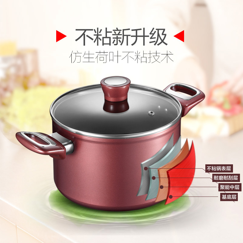 爱仕达(ASD) 汤锅 TL22A1WG-C 22CM酒红色新不粘 多用复底 磁炉燃气通用 电磁炉燃气通用 汤煲锅