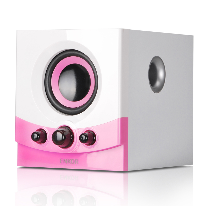 恩科(ENKOR)E600 有源2.1多媒体电脑音响木质低音炮音箱 粉色