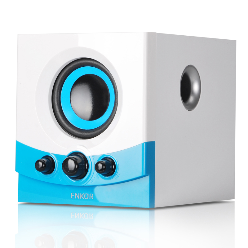 恩科(ENKOR)E600 有源2.1多媒体电脑音响木质低音炮音箱 蓝色