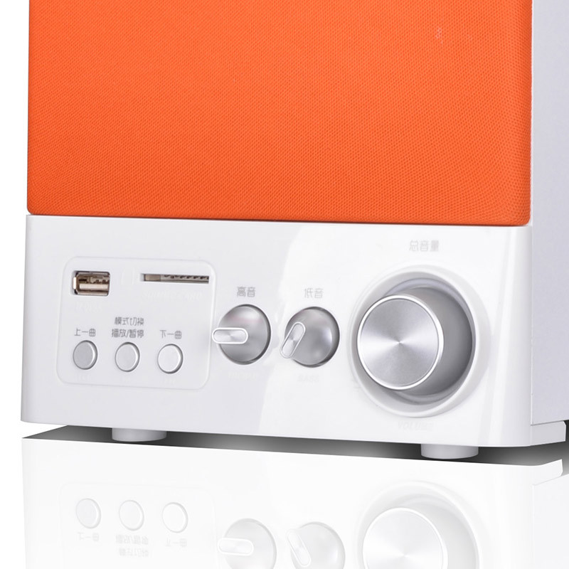 恩科ENKOR E900B多媒体蓝牙电脑音箱木质2.1插卡音响低音炮 橙色
