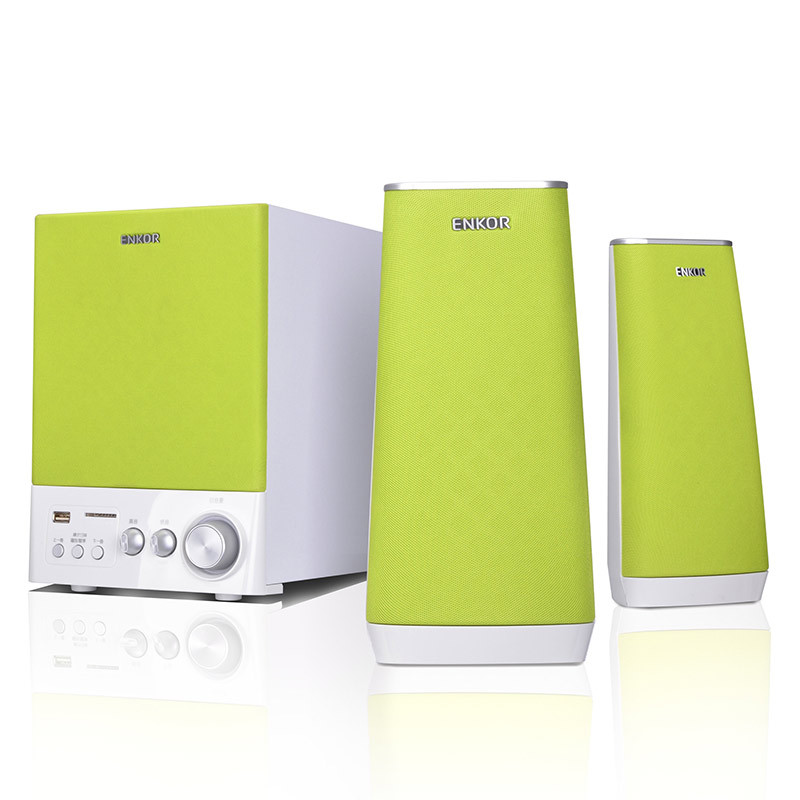 恩科(ENKOR)E900B多媒体蓝牙电脑音箱木质2.1插卡音响低音炮 绿色