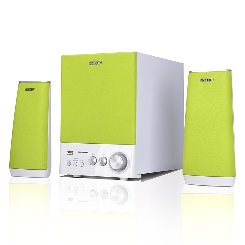 恩科(ENKOR)E900B多媒体蓝牙电脑音箱木质2.1插卡音响低音炮 绿色
